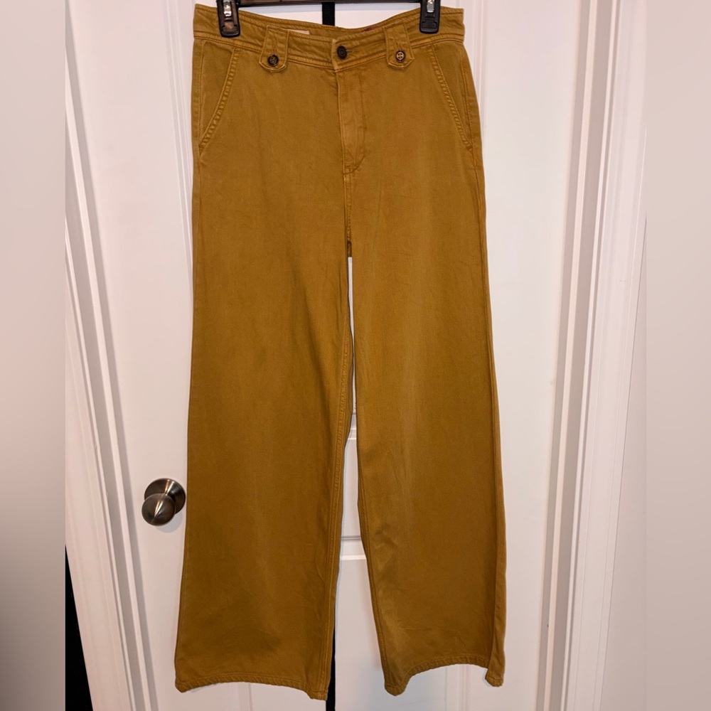 Anthropology Pilcro Mustard Yellow Wide Leg Pants- size 26/size 2- boho style